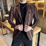 植绒条纹时尚休闲西装外套男士韩版修身西服DX64-P178，男装西服套装，星座1606-1