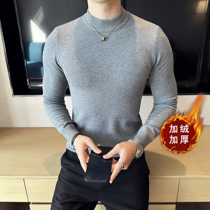 加绒加厚莫代尔半高领毛衣男针织毛线针织衫683-P63(一体绒），男装针织衫/毛衣，星座1606-1