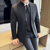 立领双层领韩版修身西服时尚潮流西装套装2406-P210（领可拆），男装西服套装，星座1606-1