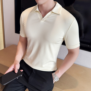 DS010-P48男士短袖POLO衫春夏新款时尚百搭修身立体T恤图片