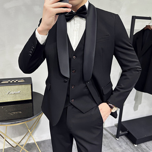 结婚礼服西装套装韩版修身西装三件套8808-P265,西装纱裙假两件搭配图片