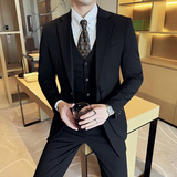 双门襟时尚设计潮流西服韩版修身西装三件套2405-P270，男装西服套装，星座1606-1