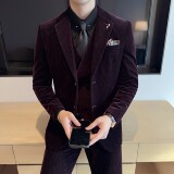 男士时尚休闲西装灯芯绒流星雨条纹西服套装SJT2518-P280，男装西服套装，星座1606-1