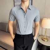 高级无痕衬衫商务修身短袖翻领衬衣男2811-P62，男装T恤，星座1606-1