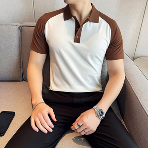 夏季男士PLO衫时尚拼色上衣短袖男2819-P55图片