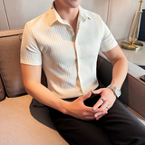 华夫格高级衬衫韩版修身衬衣男短袖2823-P62，男装T恤，星座1606-1