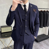 韩版修身商务西服织带款西装三件套1825-P255，男装西服套装，星座1606-1