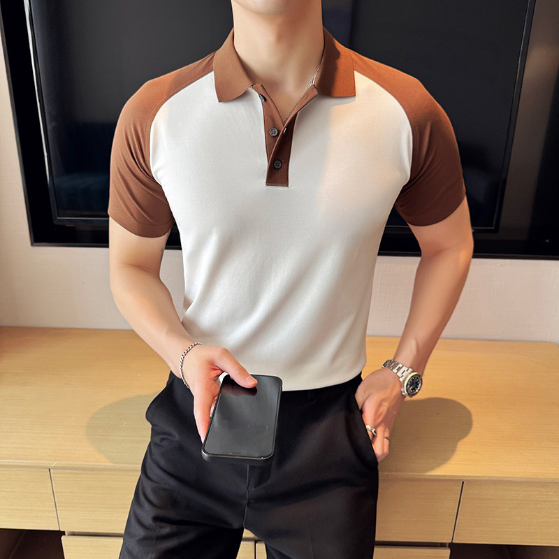 夏季男士PLO衫时尚拼色上衣短袖男2819-P55图片