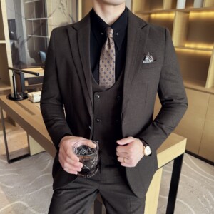 男士商务休闲西服双反领时尚潮流韩版修身西装三件套2523-P280,男装西服套装,星座1606-1