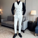 韩版修身双排扣马甲套西装MJT1830-P130，男装西服套装，星座1606-1