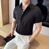 泡泡纱男士短袖拉链衬衫时尚百搭休闲免熨衬衣CS020-P63，男装T恤，星座1606-1