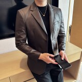 高品质韩版修身皮衣西装商务休闲皮衣西服DX51-P168，男装西服套装，星座1606-1