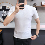 DS035-P38针织提花中领T恤秋款时尚百搭修身立体短袖打底衫，男装T恤，星座1606-1