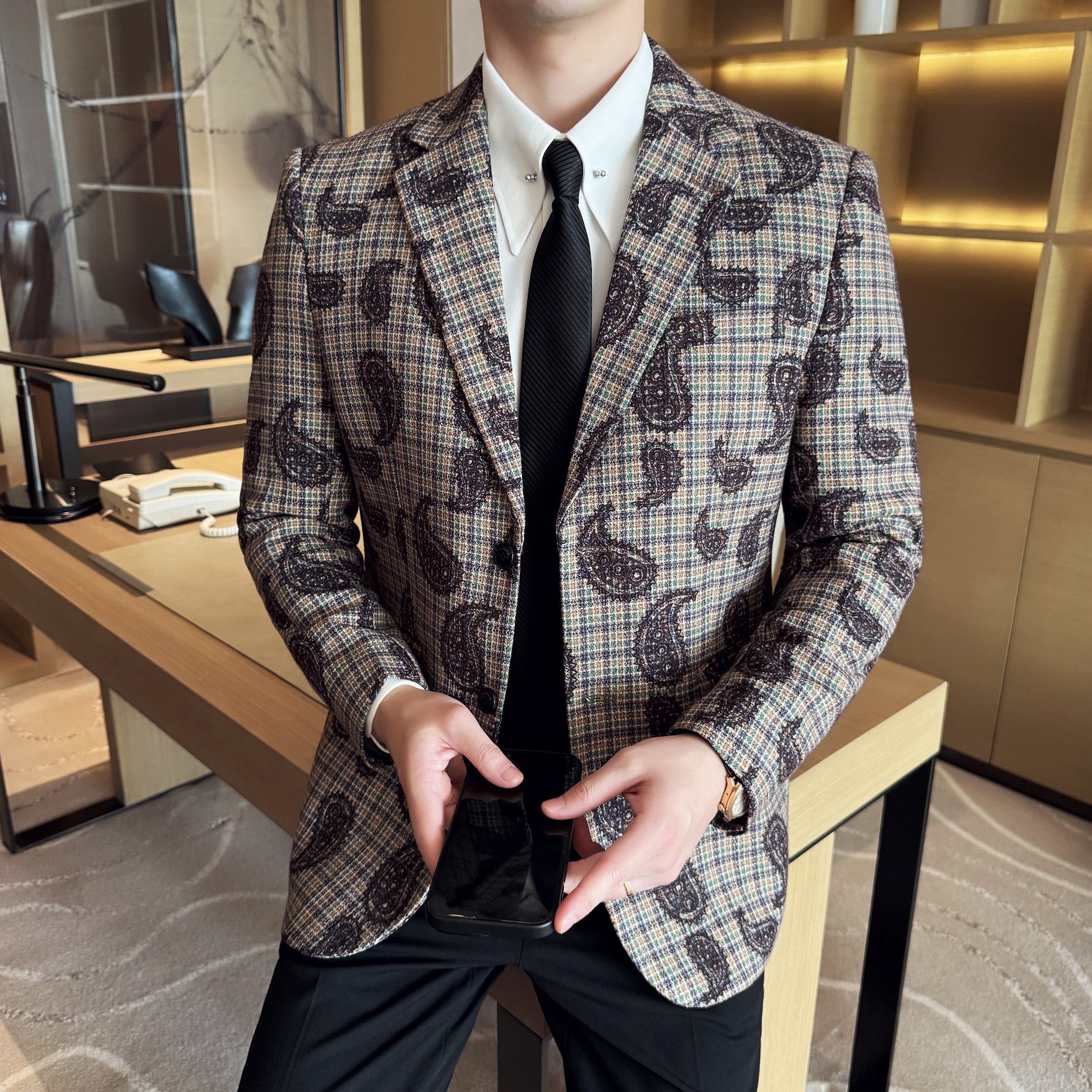 时尚休闲刺绣提花西装外套男士韩版修身西服DX68-P148，男装西服套装，星座1606-1