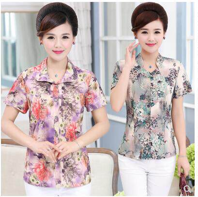 summer Middle aged women Mom outfit Led Collar clothes t-shirt 35 Shirts 40 year 50 60in the Women's clothing/Boutique , Middle-aged women  category - from Buy2taobao.com to provide professional Taobao agent buy service