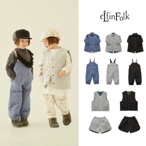 儿童保暖绗缝双面棉服短裤背带裤