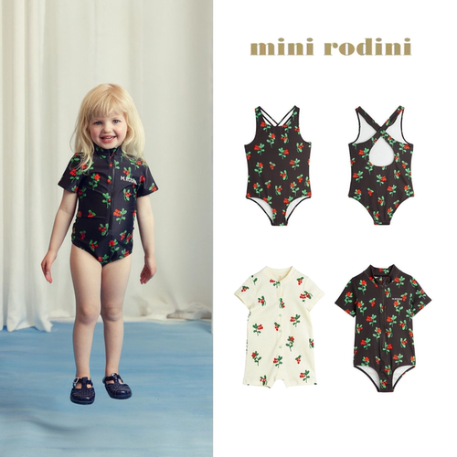 现货 MINI RODINI 25SS春夏新款儿童可爱甜美碎花连体泳衣
