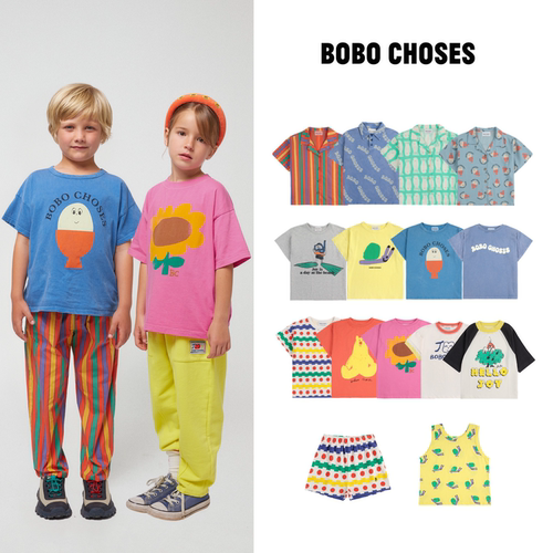 现货 西班牙 BOBO CHOSES 25ss 春夏儿童舒适可爱印花T恤衬衣短裤