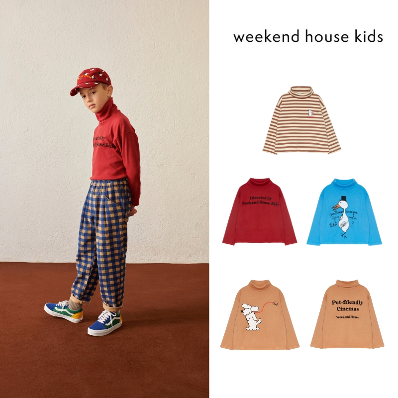 儿童复古卡通条纹百搭高领T恤