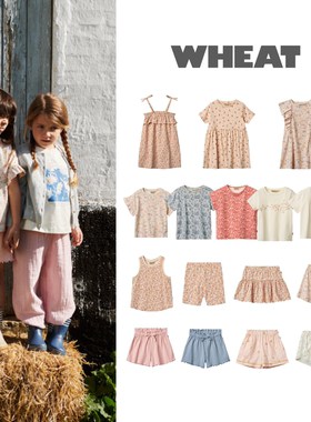 现货 丹麦小众 wheat  25ss 春夏 女童夏日短袖T恤连衣裙短裤