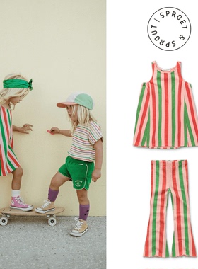 现货 西班牙 sproet sprout 24SS 女童彩色条纹连衣裙喇叭裤长裤
