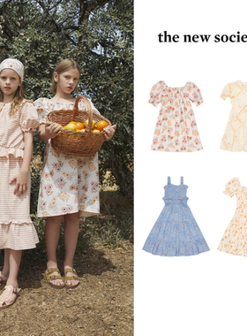 现货 the new society 23ss 女童法式甜美泡泡袖花朵公主连衣裙子