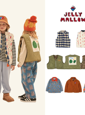 现货 Jelly Mallow 23aw 秋冬儿童超保暖双面可穿棉服背心牛仔衫