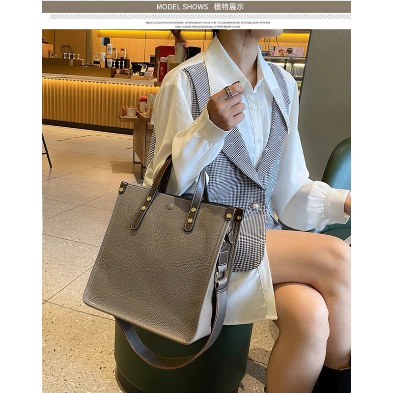 真皮手提女包2025新款秋高级感单肩斜挎包大容量商务通勤包水桶包