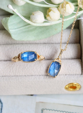 日系轻奢天然蓝晶石925银项链