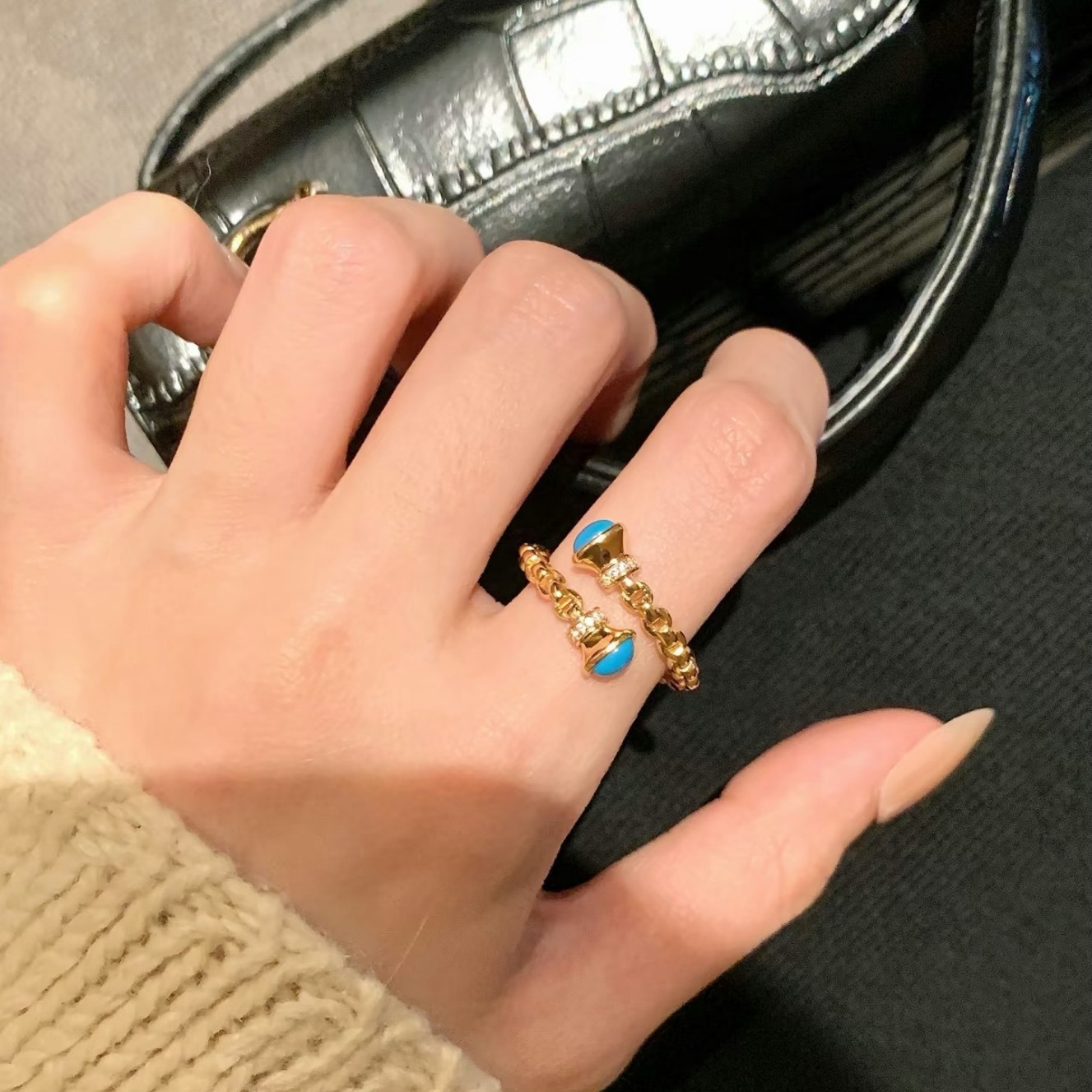 饰品纯银老钱风精致时尚轻奢金色