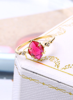 日系轻奢925银红刚玉戒指