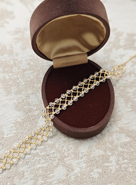 日系S925银白锆爆闪蕾丝手链