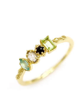 轻奢925银镀金天然彩色宝石戒指