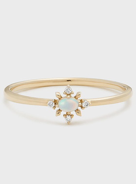 轻奢S925银镀14K金雪花澳宝戒指