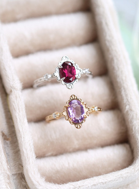 天然紫水晶戒指简约时尚百搭