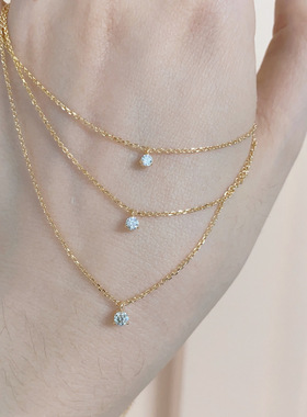 日系aget莫桑钻石14K镀锁骨链