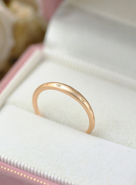 925银14K镀金星星磨砂戒指