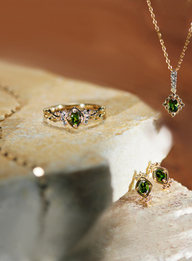 法式复古S925银透辉石戒指