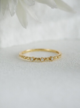 日系莫桑钻星星925银镀金戒指