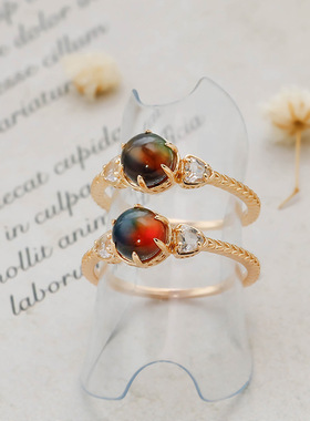 日系新款925银镀金轻珠宝戒指女