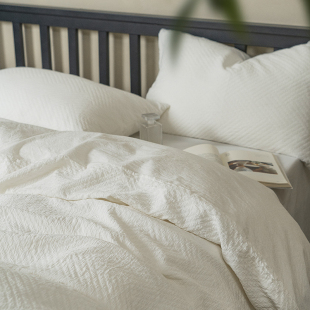 升级不染二代A类原棉提花床上四件套全棉纯棉白色日式 民宿风床品