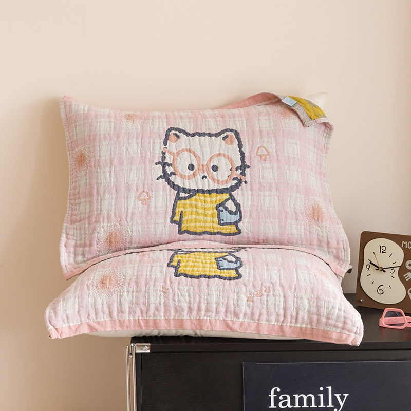 2025新款纯棉全棉纱布枕巾一对装