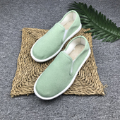 青年老北京布鞋 透气吸汗橡胶底 低帮套脚鞋 男刺绣一脚蹬懒人鞋 夏季