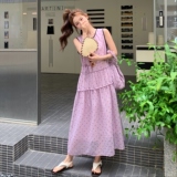 26夏新款紫色圆领波点A字洋气连衣裙（配包包）XW1126P155K238，女装连衣裙，浙宝171