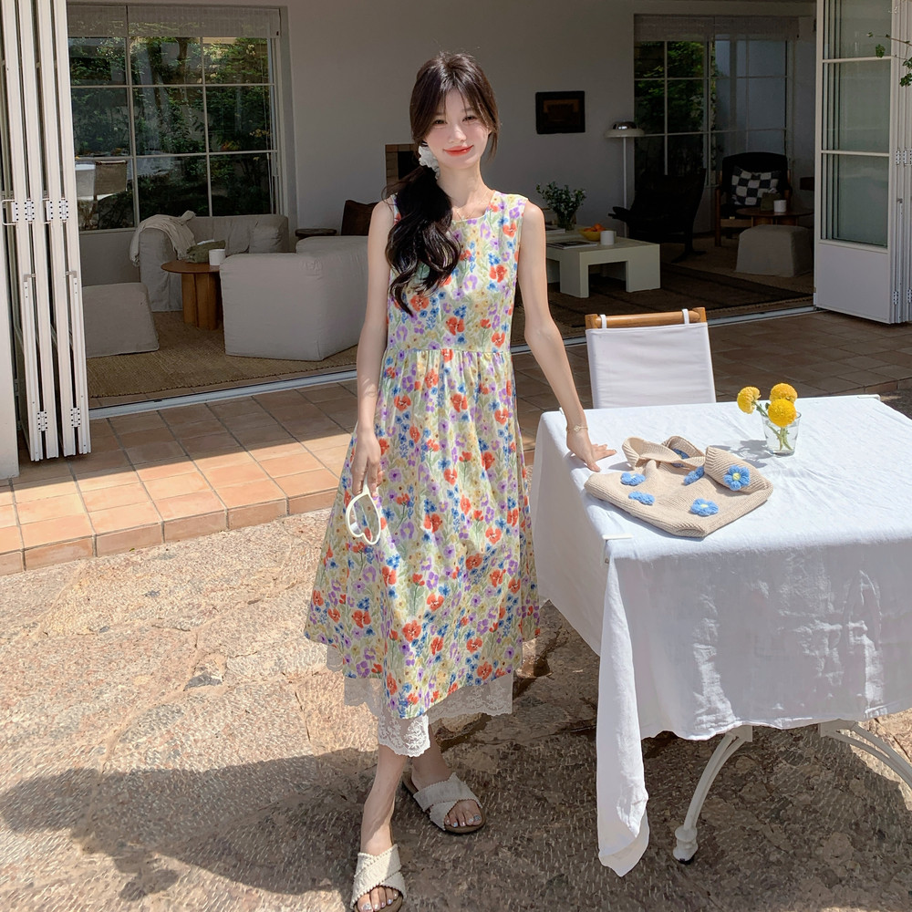 2026年夏新款韩版圆领碎花拼接蕾丝连衣裙XW1082P145K218,女装连衣裙,浙宝171