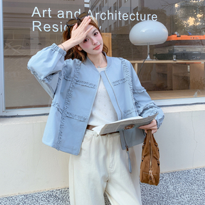 现货 26春装新款蓝色木耳边外套 XW9805 P155 K248，女装短外套，浙宝171