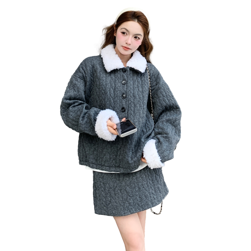 冬装新款翻领麻花外套上衣短裙半身裙套装XW3386P285K428,女装套装/套裙,浙宝171