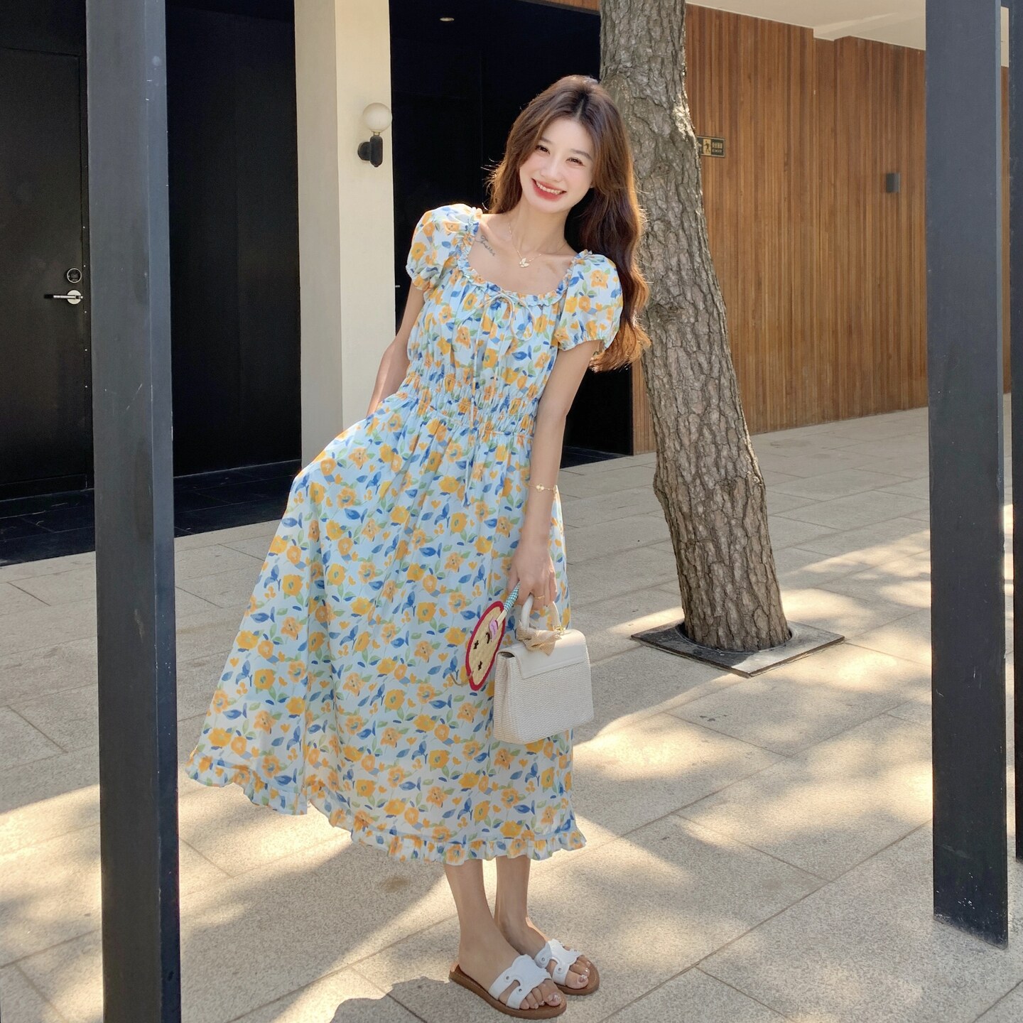夏新款韩系简约百搭碎花连衣裙XW1133P135K208,女装连衣裙,浙宝171