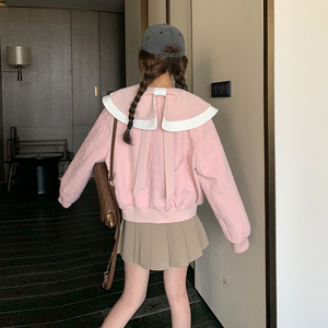 蝴蝶结娃娃领棒球服短外套女春秋2025新款高级感减龄可爱夹克上衣图片
