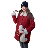 现货25圣诞新年款红色毛呢羽绒外套(90绒)XW3365P295K448，女装羽绒服，浙宝171